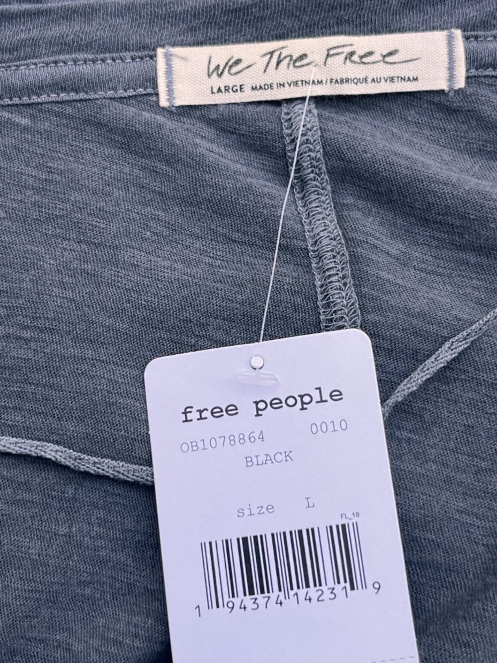 FREE PEOPLE On My Mind Oversized V-Neck Long Sleeve Shirt Gray Size L Pullover - Picture 7 of 9